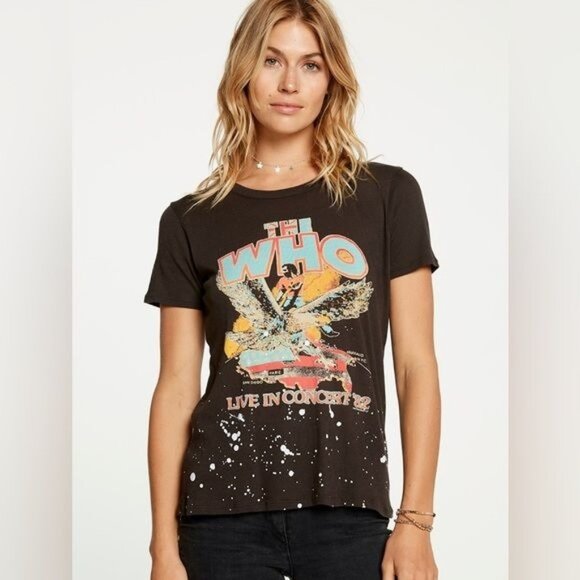 Chaser The Who Live In Concert 82 Graphic Tee XS Black Splatter Print 100% Cotto - Picture 1 of 7